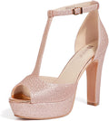 IDIFU Polly Platform Chunky High Heels T-Strap Sandals - Dressy Shoes