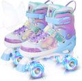 Kids Roller Skates Adjustable Quad Skates for Girls or Boys - Light Up