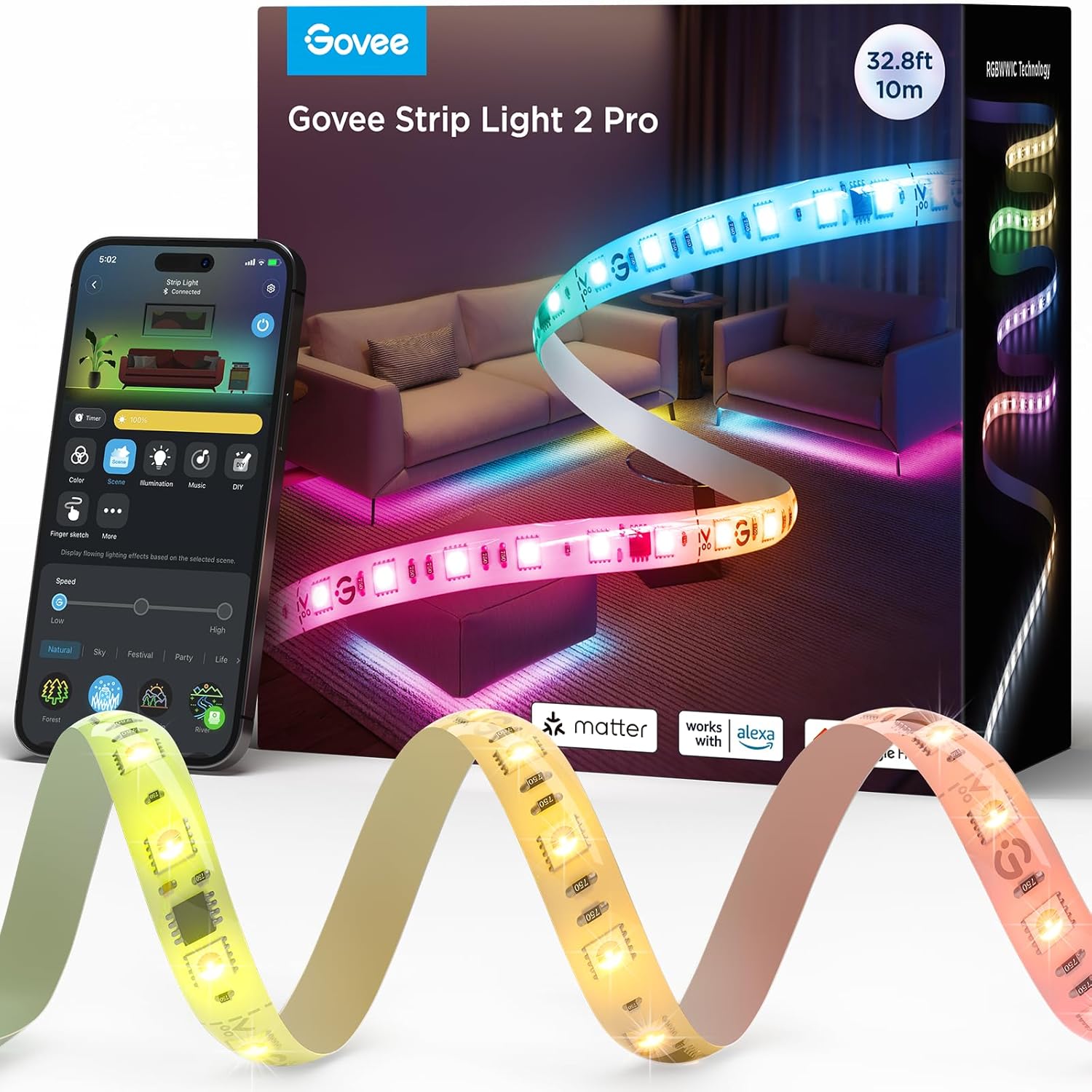 Govee RGBIC Strip Light 2 Pro: Smart LED Lights for Home Decor