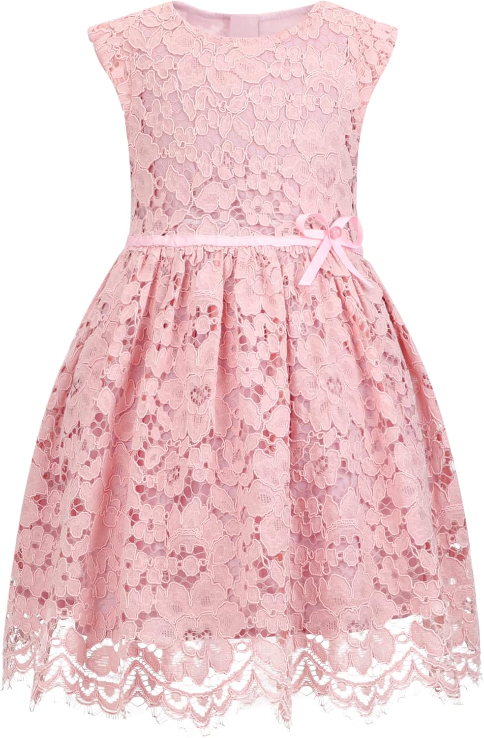 ALLOVIN Girls Sleeveless A-Line Lace Party Dress for All Occasions
