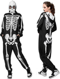 Adult Skeleton Onesie Costume with Hooded Zipper - Comfortable
