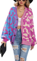 Color Block Leopard Print Button Down Cardigan Sweater - Stylish