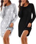 Ekouaer Women's 2 Pack Sleepshirt Dress - Soft Long (Style XKNX)