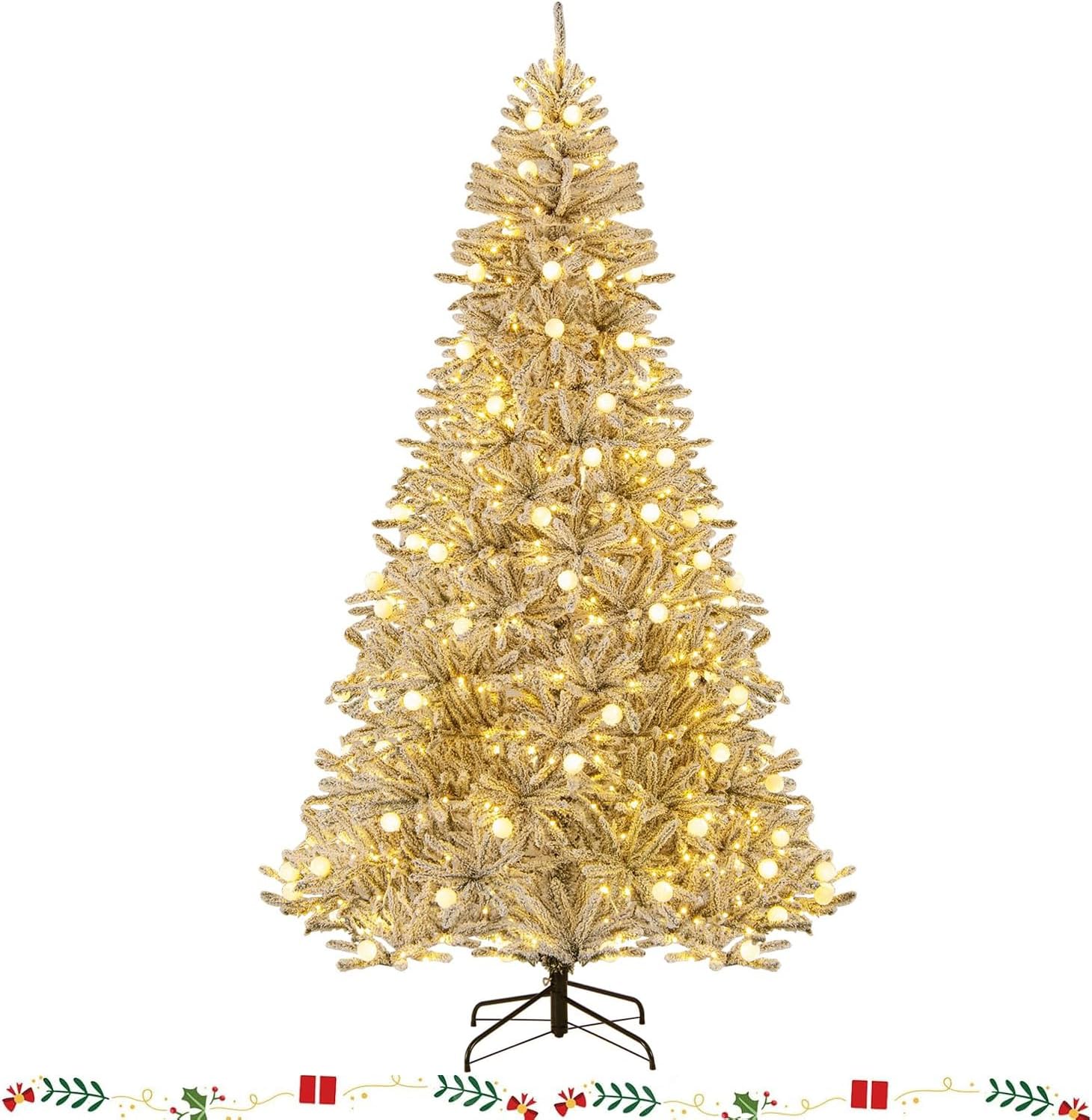 8FT Pre-lit Artificial Christmas Tree with Remote Control Features