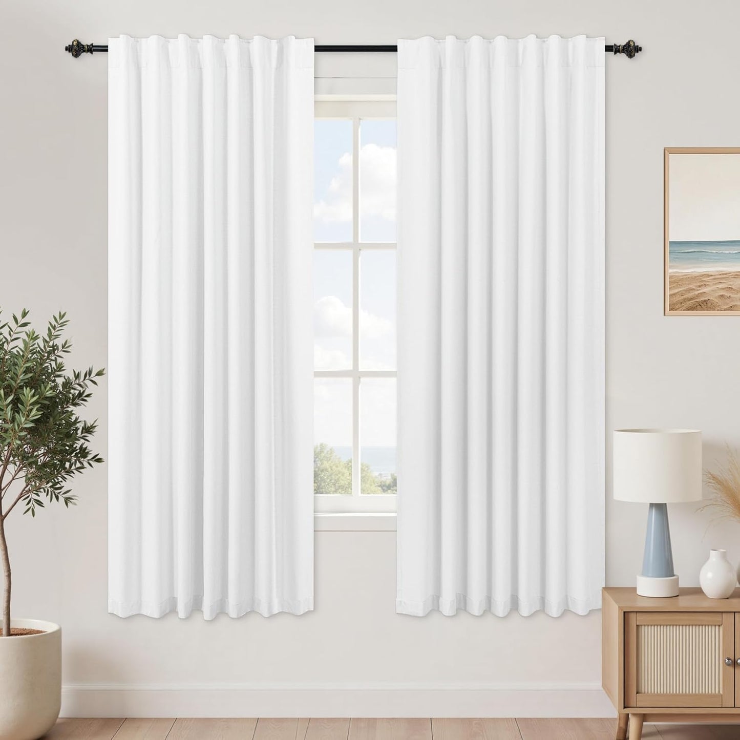 KOUFALL White Blackout Curtains for Bedroom and Living Room