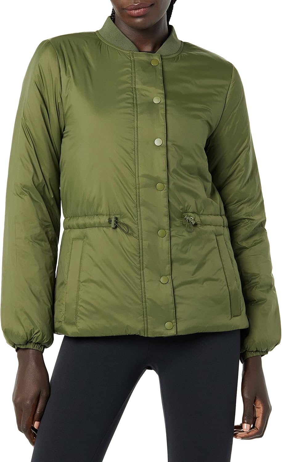 Women's Waist Padded Bomber Jacket for Cold Weather Style