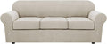 Checked Jacquard 4 Piece Stretch Sofa Covers for 3 Cushion Couch