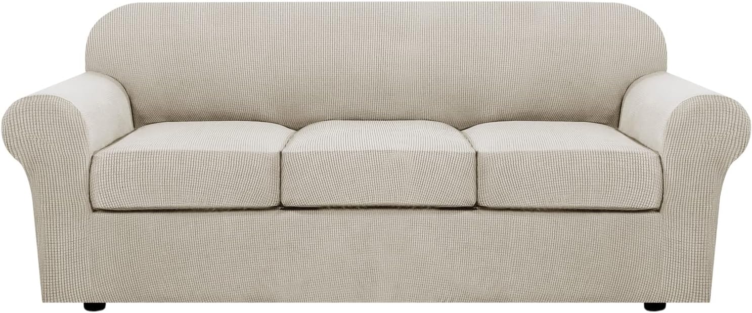 H.VERSAILTEX 4 Piece Stretch Sofa Covers for Custom Fit Couches