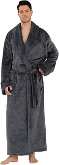 Mens Long Plush Robe Full Length Fleece Bathrobe - Warm Winter Wrap