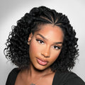 Short Curly Lace Frontal Wig - Natural Black Glueless Curly Bob
