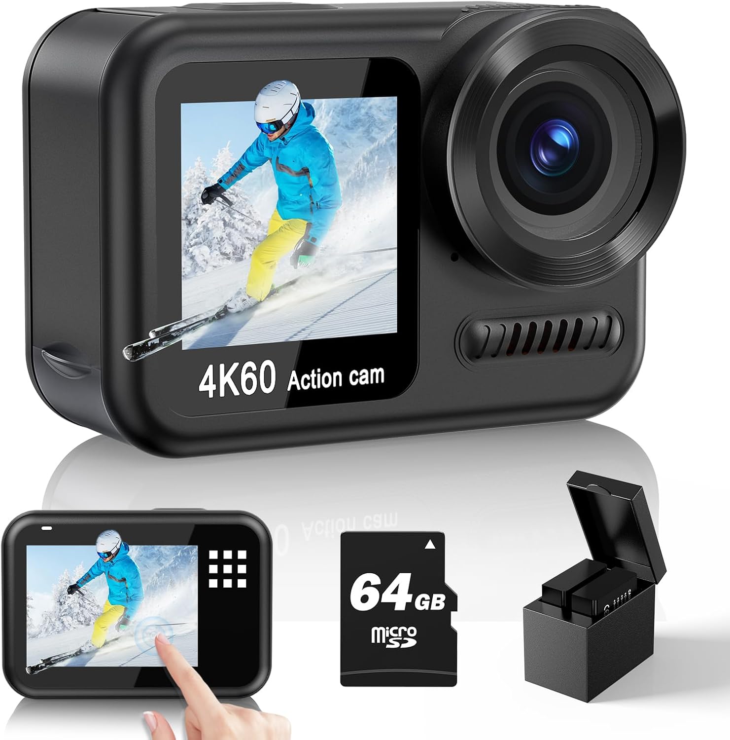 4K60FPS WiFi Action Camera: 64MP Touch Screen, Waterproof, 8X Zoom - Dive Deeper!
