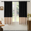 Velvet Curtains for Living Room Black Champagne Beige 63 in - Modern