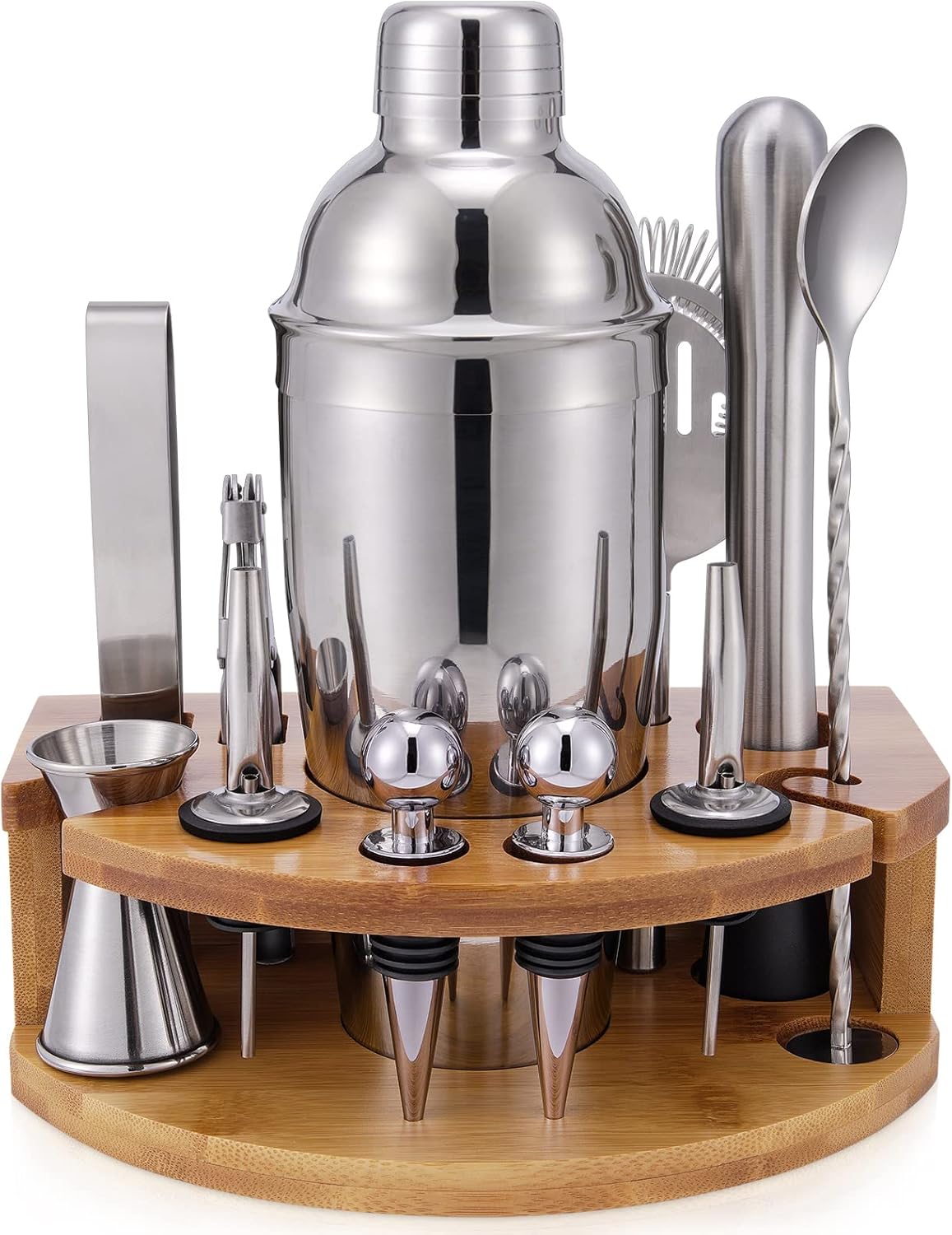 Cadobee Bamboo Bartender Kit: 12 Piece Cocktail Set