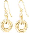 Dainty 14K Yellow Gold-Filled Circle Love Knot Dangle Earrings