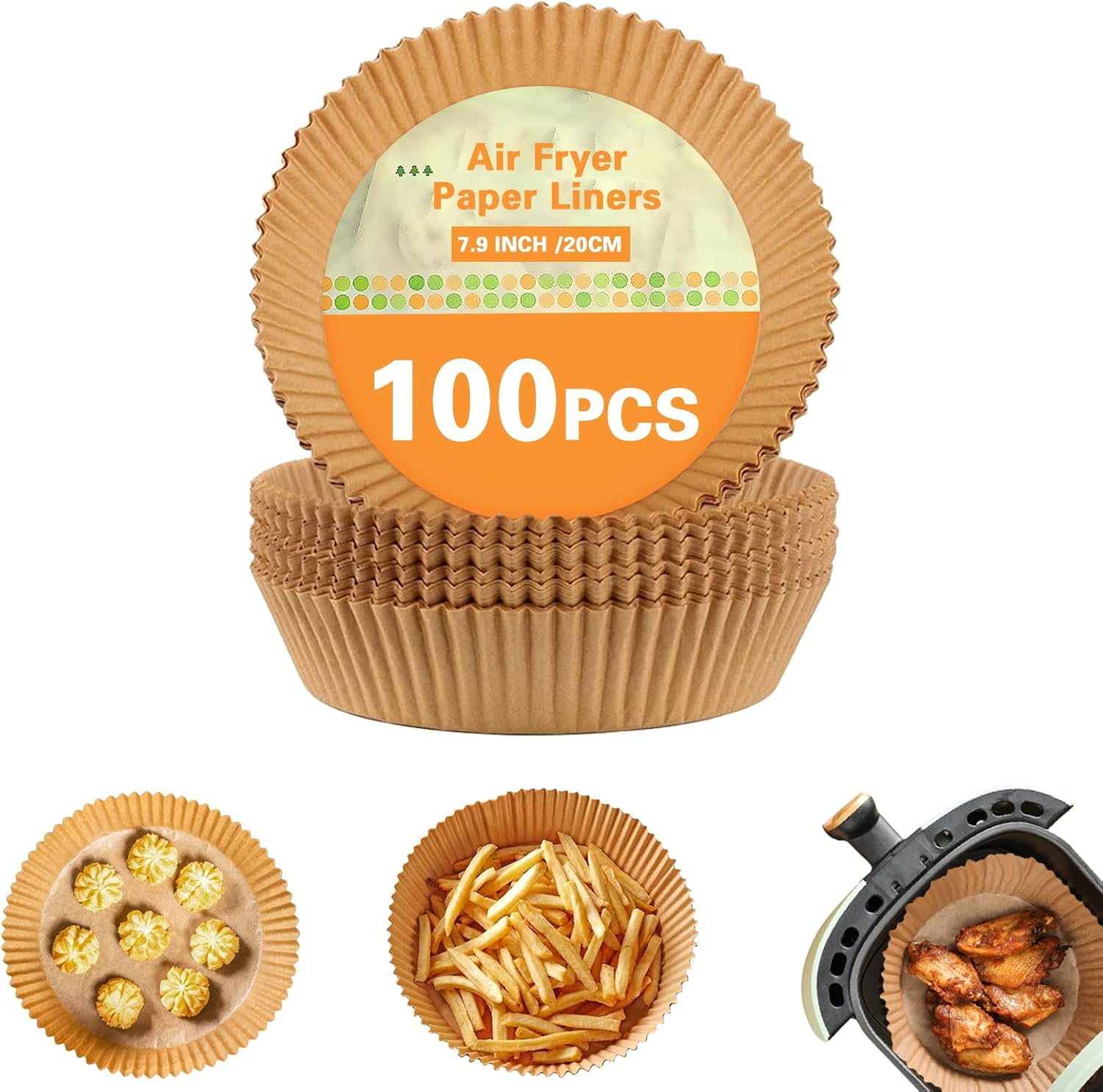 100pcs WAKCHOU Air Fryer Liners - Perfect for Chicken, Fries & Veggies!
