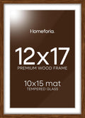 12x17 Picture Frame Brown High End Dark Oak - Matted 10x15 Option