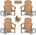 Stackable Adirondack Chair Set of 4 - Space-Saving Teak HDPE