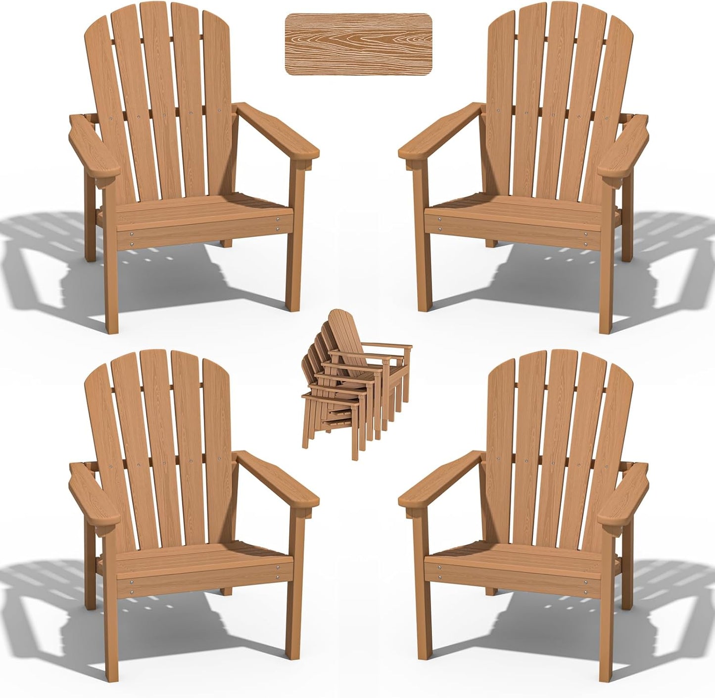 Stackable Adirondack Chair Set of 4 for Outdoor Comfort