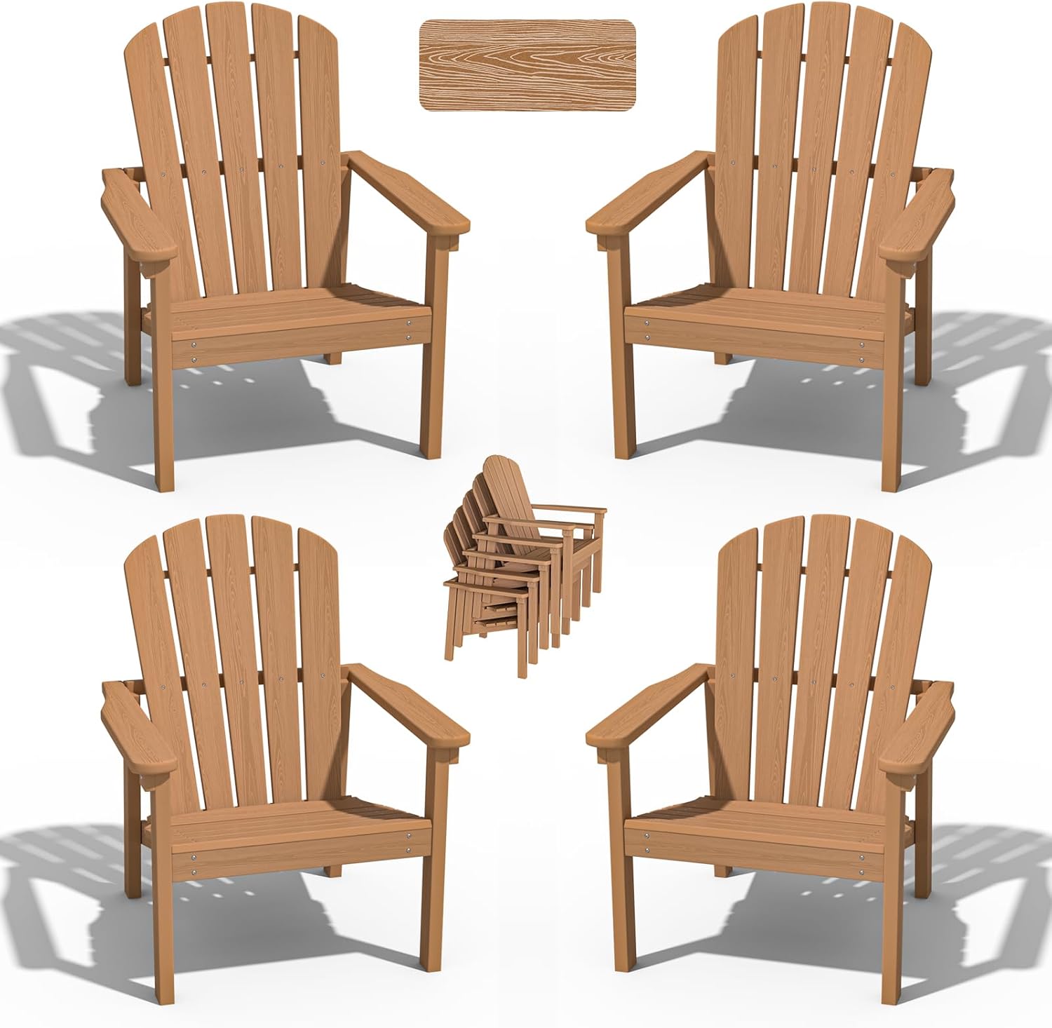 Stackable Adirondack Chair Set of 4 for Outdoor Comfort
