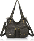 Washed PU Leather Tote for Women - Large Everyday Shoulder Bag