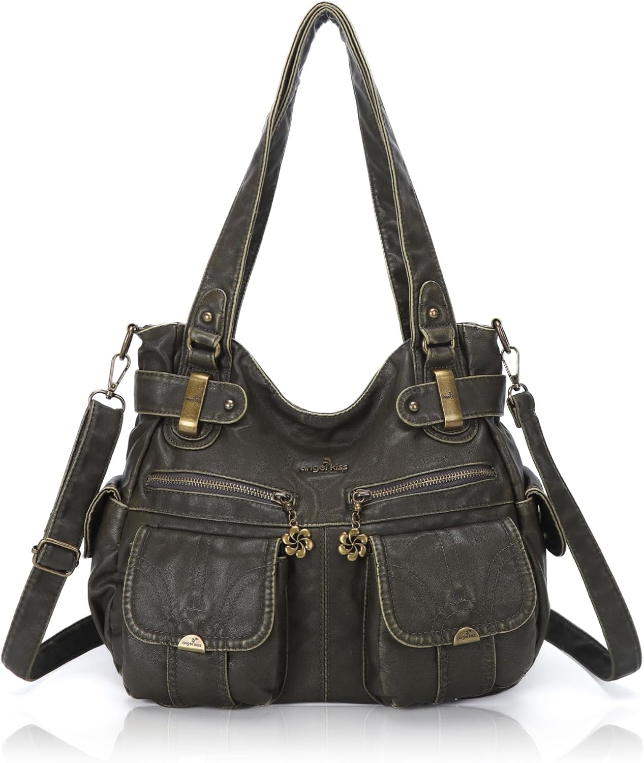 Stylish Washed Leather Tote Shoulder Bag for Everyday Use