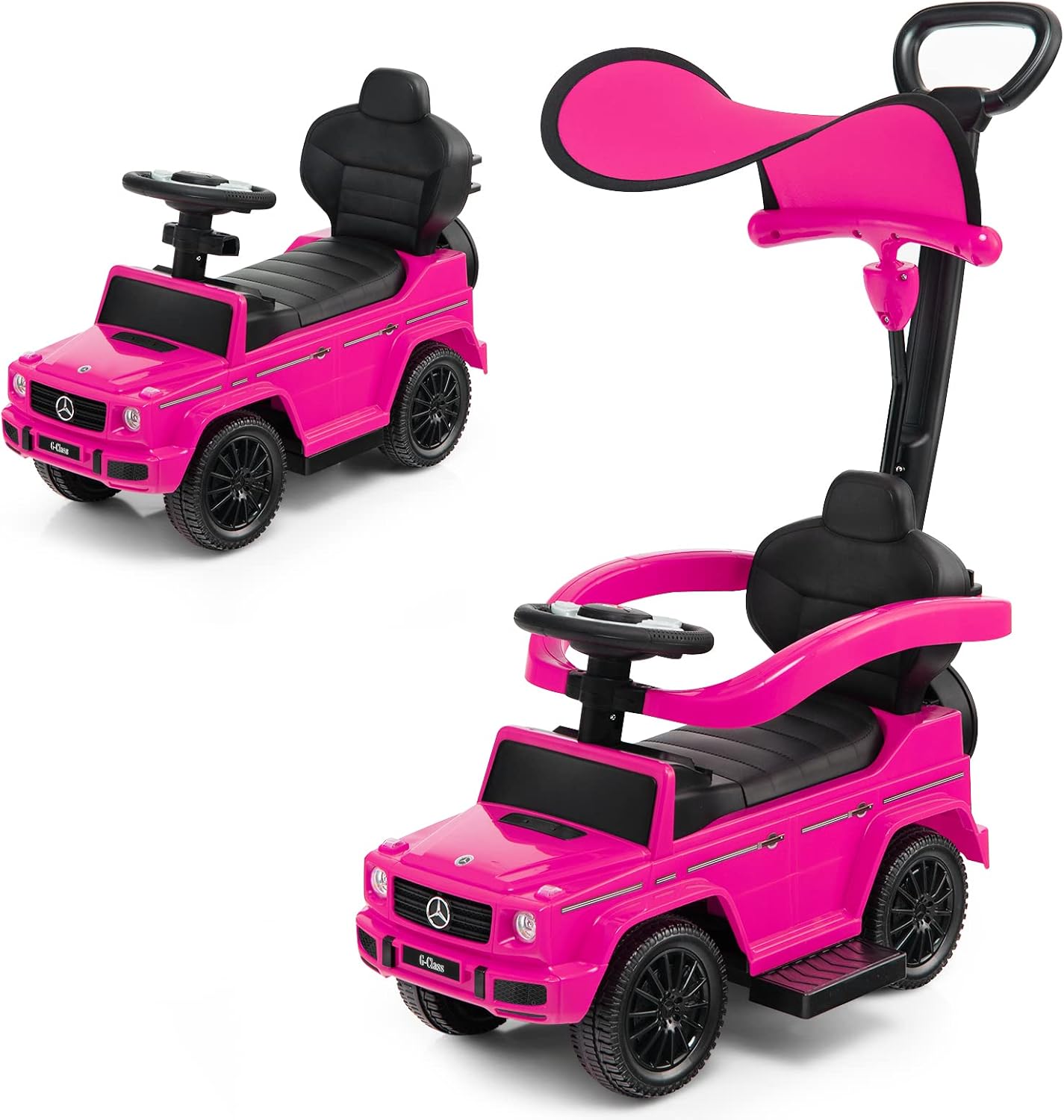 Costzon 3 in 1 Mercedes Benz Push Car for Toddlers in Pink