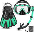 Snorkeling Gear for Adults 4 in 1 Set - Compact Travel Snorkel Kit