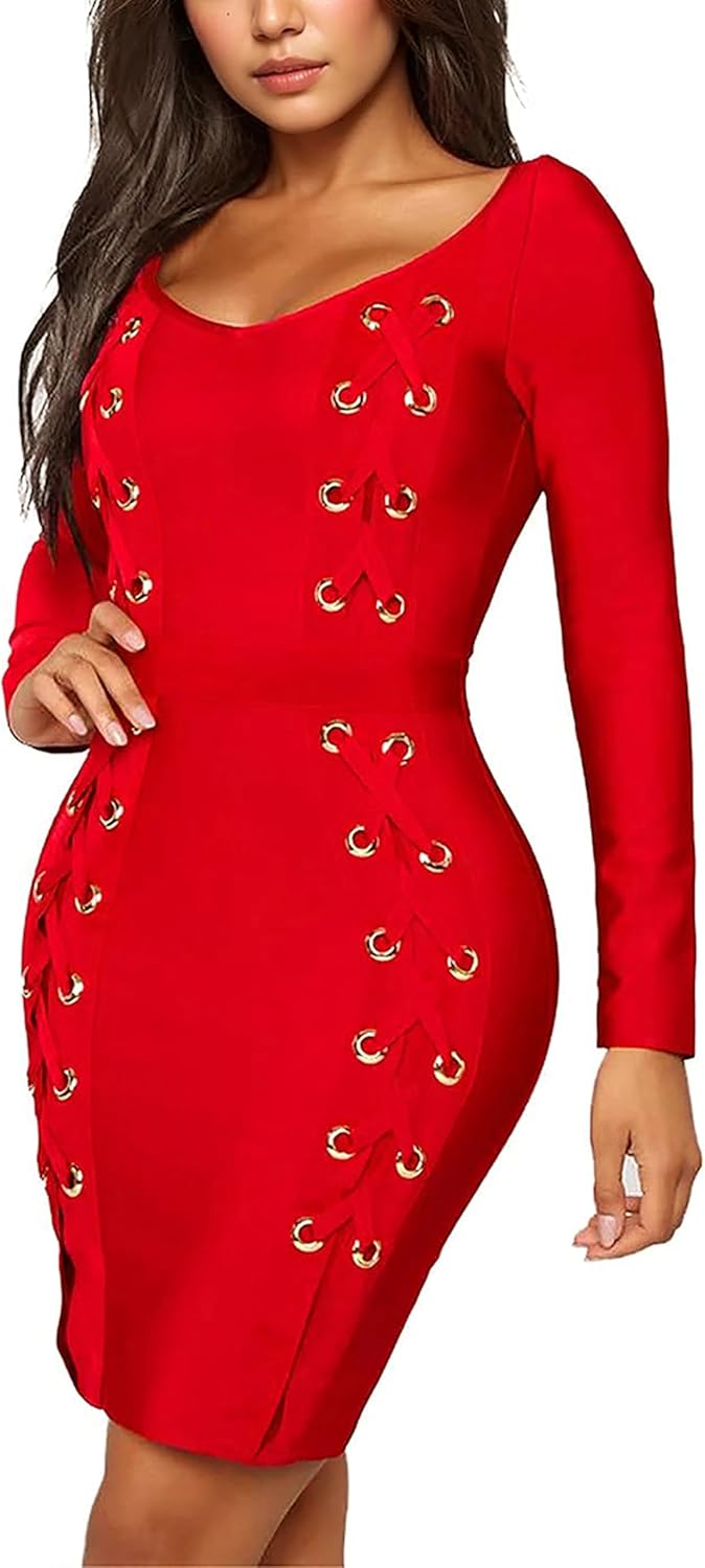 Hybrid & Company Womens Elegance V Neck Stretch Chic Dress