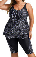 Plus Size Tankini Swimsuit Two Piece Set - Modest Flowy Swimwear