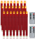Flameless Taper Candles 10in Burgundy - Long-Lasting LED Set