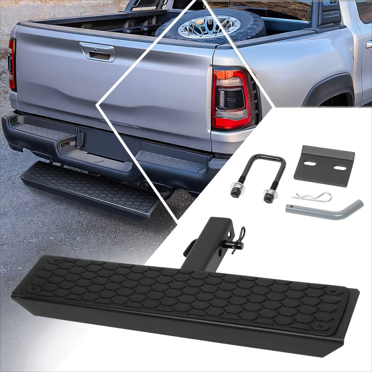 Universal Black Trailer Truck Tow Hitch Step Bar for 2 Inch Receivers