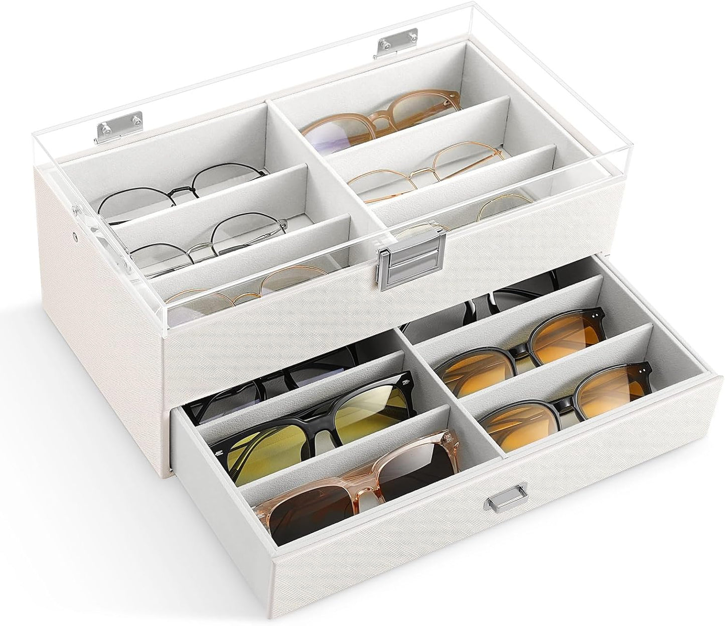 MoKo Sunglasses Organizer with Clear Acrylic Lid & Lock Clasp