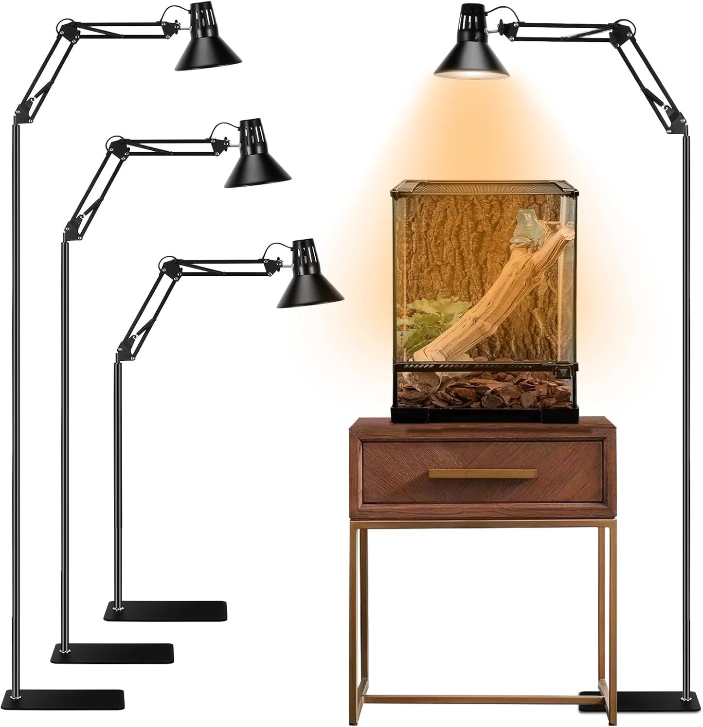 Reptile Heat Lamp Fixture with Adjustable Stand for Pets