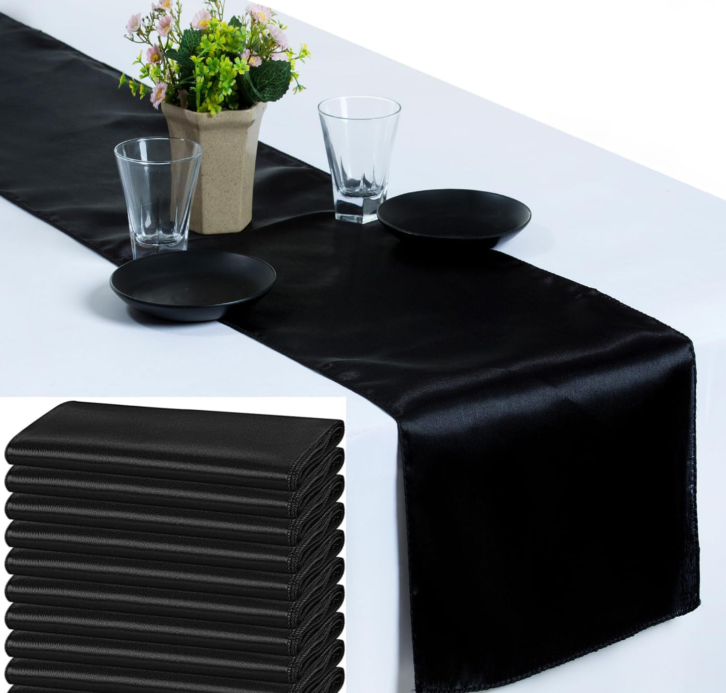 MDS 50 PCS Satin Table Runners for Elegant Event Decor