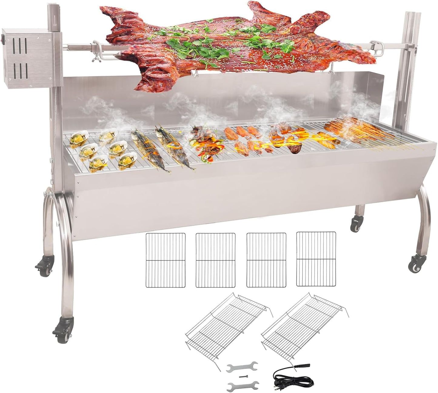 50W Rotisserie Grill for Outdoor BBQ - 132LBS Capacity