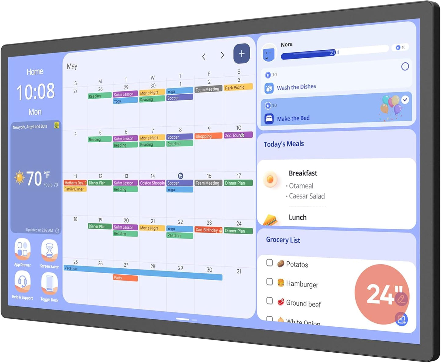 Cozyla Digital Calendar: 24 inch Touch Screen Family Planner