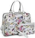 Women 2pc Satchel and Clutch Set - Vegan Leather 3-Compartment Tote