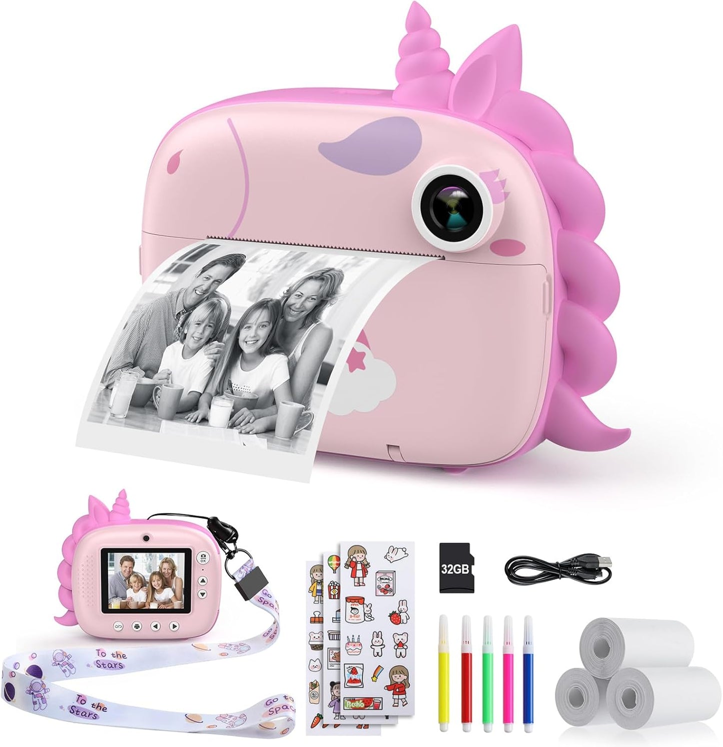 HiMont Kids Instant Print Camera Kit - Fun DIY with Color Pens!