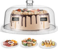 Elegant Marble Cake Stand with Dome 11.8in - Clean Display for Cakes