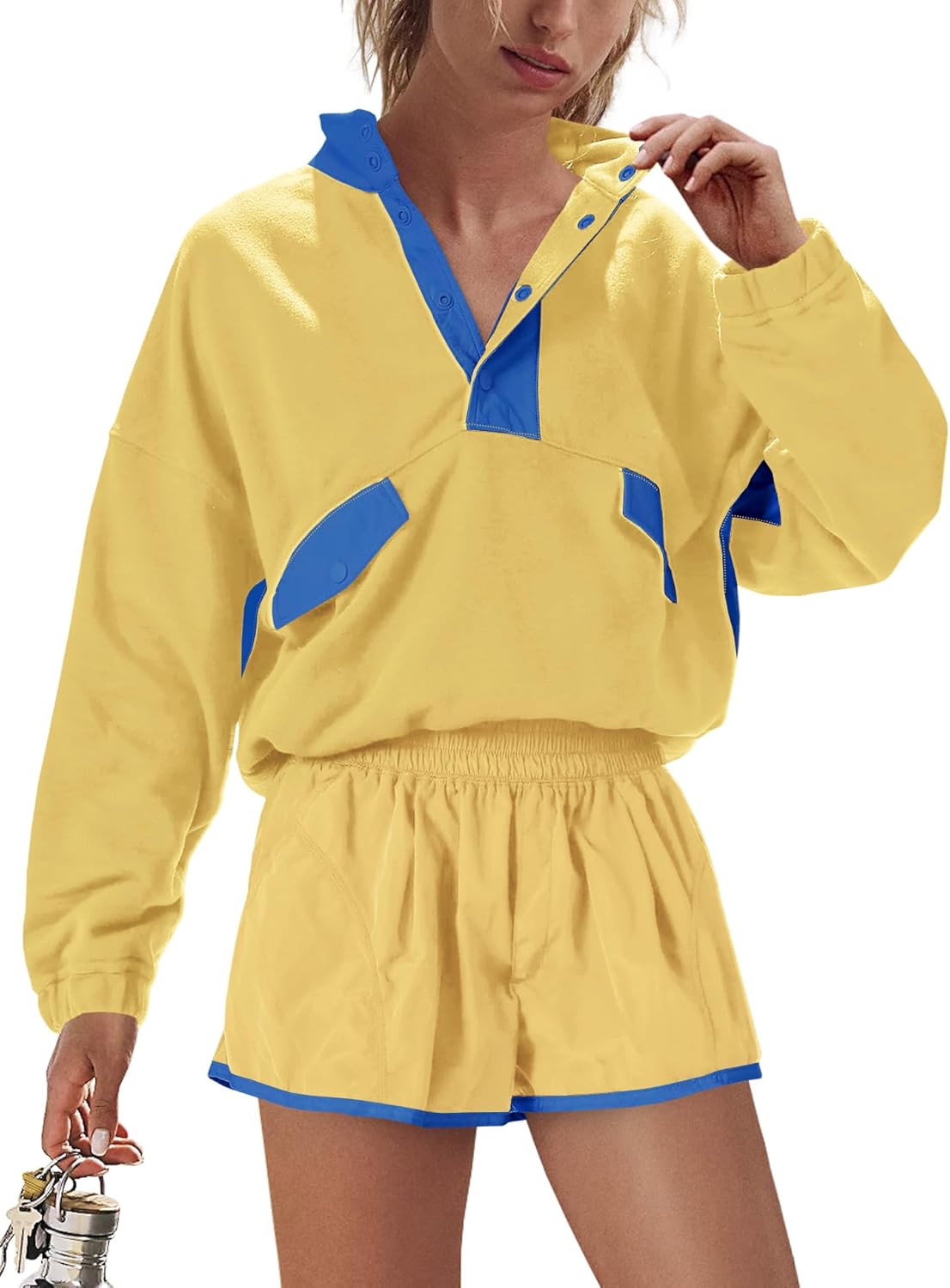 Nirovien Womens Workout Sets Athletic Short Sweat Set Activewear
