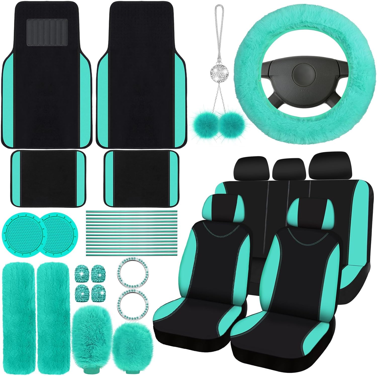 Woanger 47 Car Seat Cover Full Set for Women in Mint Green