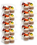 80 Pack Plastic Cupcake Containers 4-Compartment Clear Boxes - Bulk