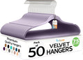 Premium Velvet Hangers 50 Pack Purple - Ultra Thin Non Slip Space