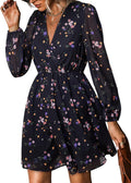 CUPSHE Women's Mini Dress V Neck Chiffon Floral - Flattering Everyday