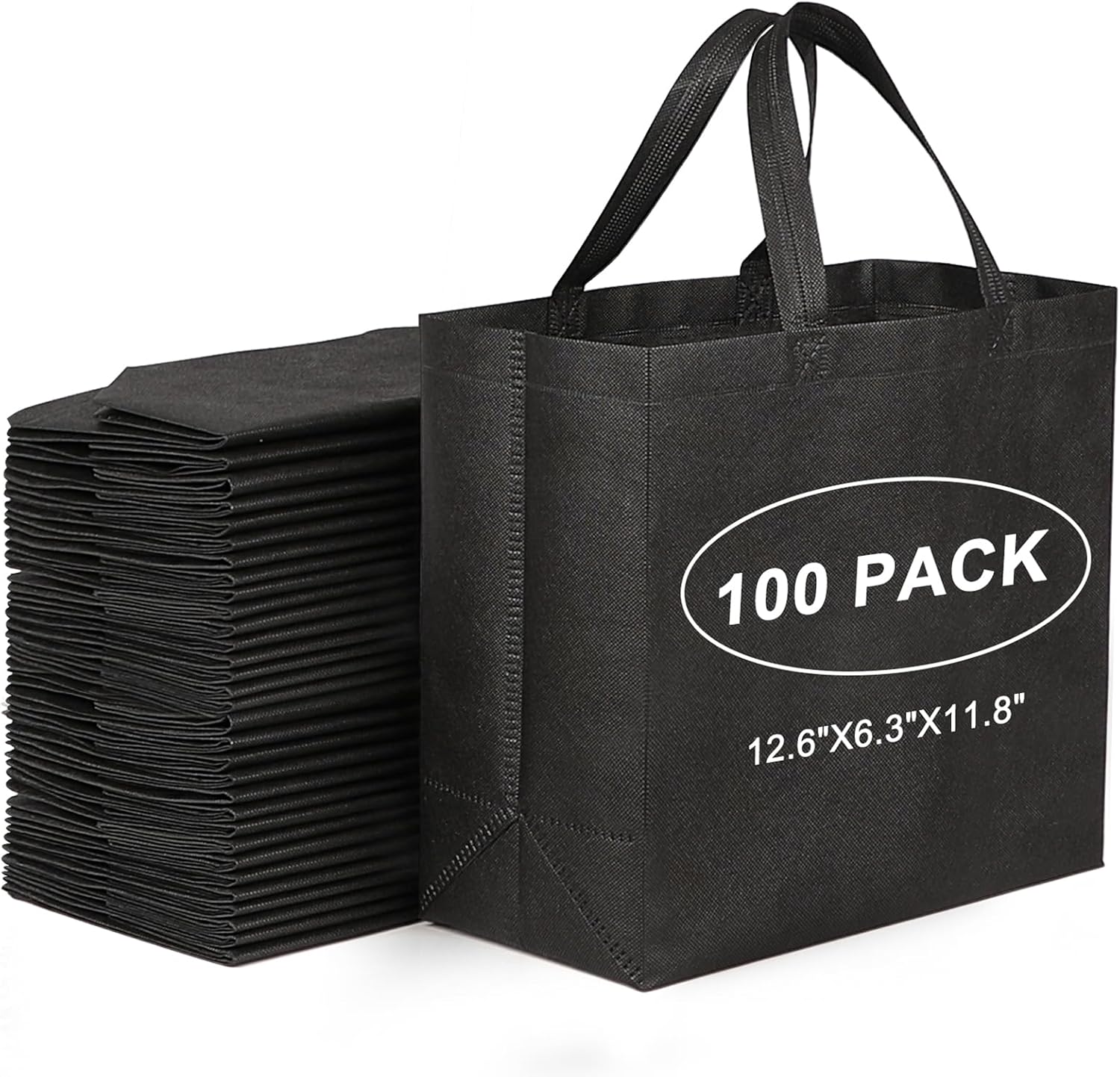 JERIA Black Reusable Tote Bags for Shopping and Storage Needs