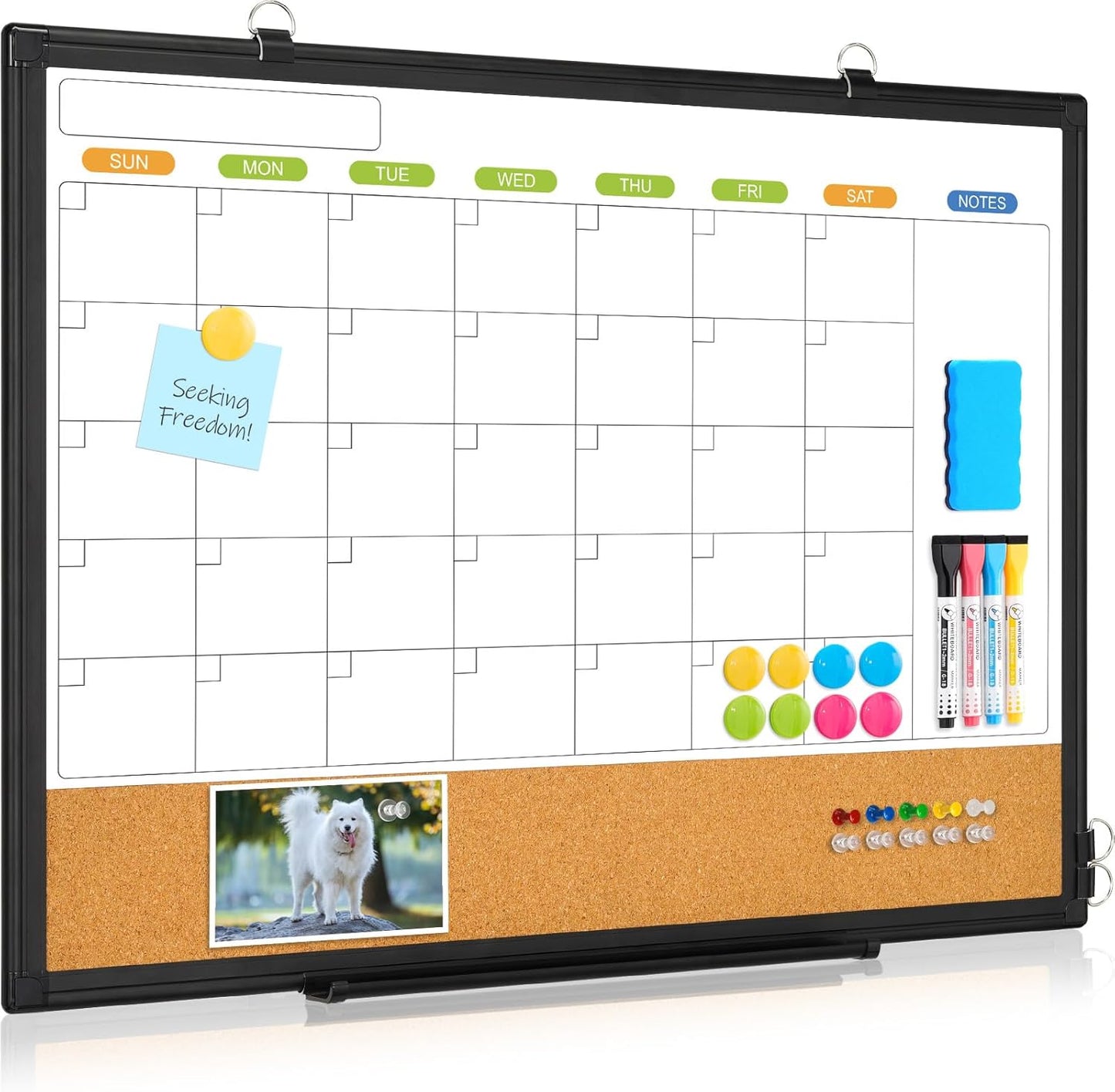 Dry Erase Calendar Whiteboard for Wall - 24in x 18in Combo