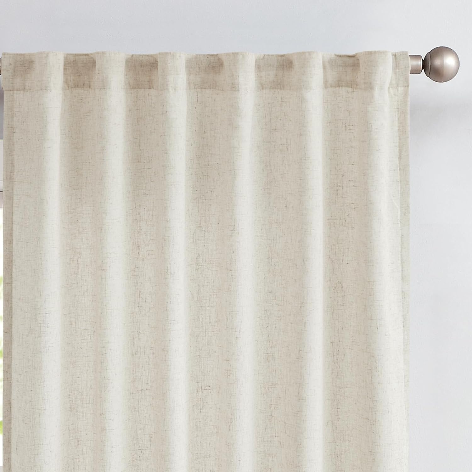 Linen Curtains with Privacy Lining for Small Windows 63 in