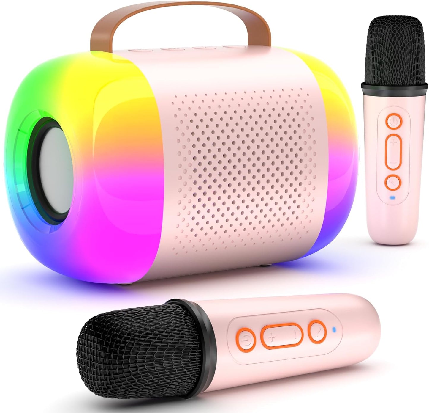 Cuukiee Mini Karaoke Machine: 2 Mics, Colorful Lights!