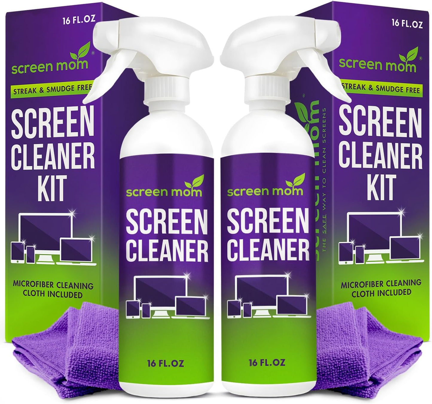 Screen Mom Screen Cleaner Spray and Microfiber Cloth 2-Pack