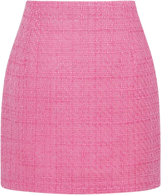 Womens High Waist Plaid Skirt Bodycon Pencil Wool Mini Skirts
